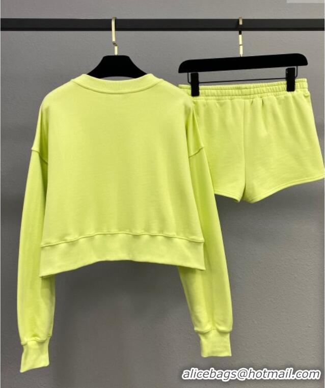 New Release Creation Gucci Sweatshirt and Shorts Set GG091905 Neon Green 2025