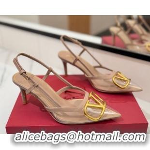 Best Grade Valentino VLogo Signature Slingback Pumps 8cm in PVC and Calfskin Nude 2025 VA082105