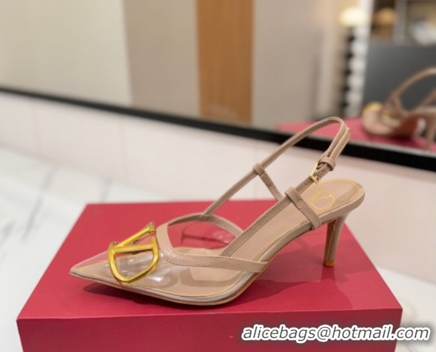 Best Grade Valentino VLogo Signature Slingback Pumps 8cm in PVC and Calfskin Nude 2025 VA082105