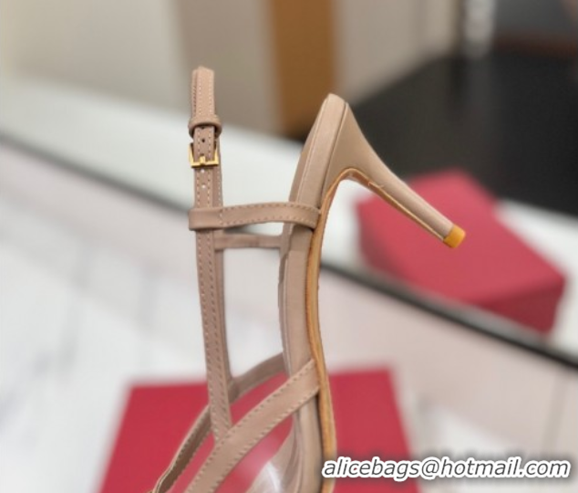 Best Grade Valentino VLogo Signature Slingback Pumps 8cm in PVC and Calfskin Nude 2025 VA082105