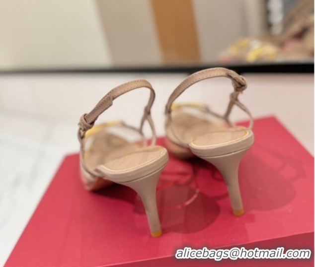 Best Grade Valentino VLogo Signature Slingback Pumps 8cm in PVC and Calfskin Nude 2025 VA082105