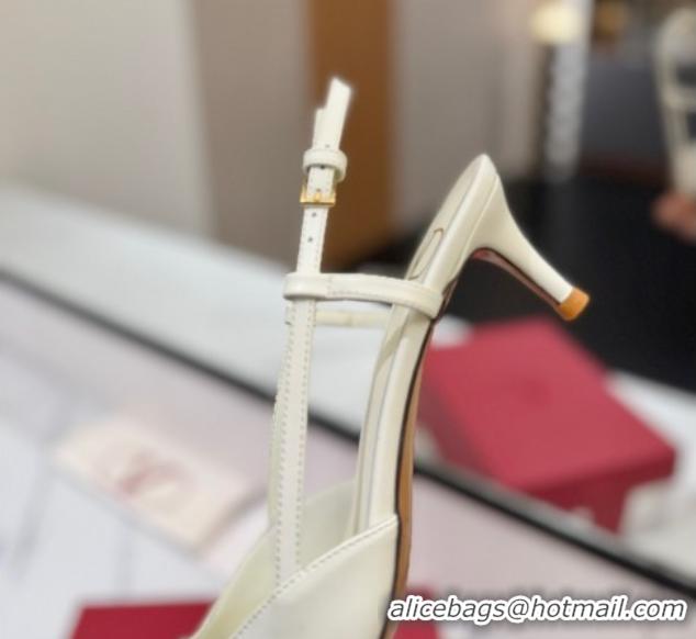 Popular Style Valentino VLogo Signature Slingback Pumps 4.5cm in Calfskin with Strass White/Silver 2025 VA082109