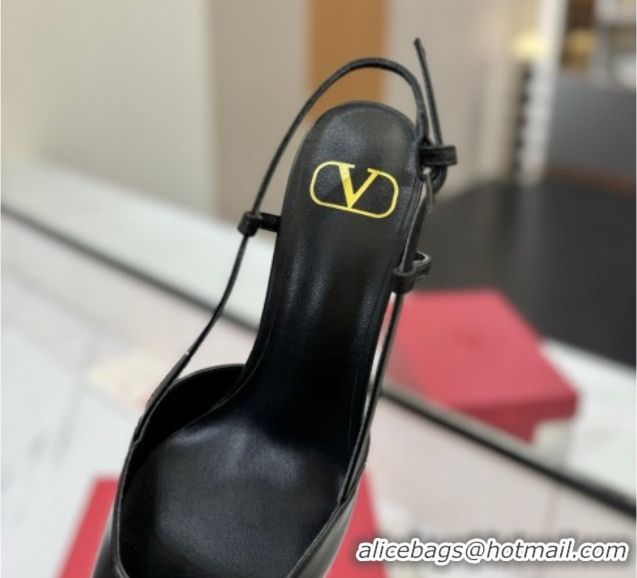 Shop Cheap Valentino VLogo Signature Slingback Pumps 4.5cm in Calfskin with Strass Black/Grey 2025 VA082109