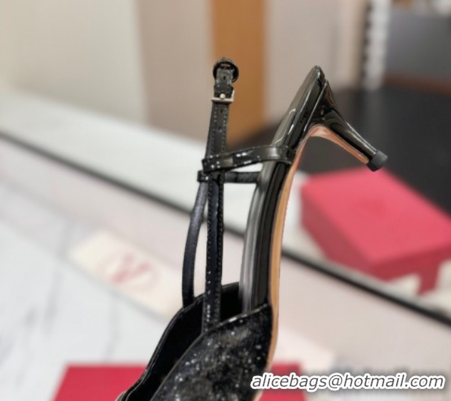 Duplicate Valentino VLogo Signature Slingback Pumps 4.5cm in Velvet Black 2025 VA082109