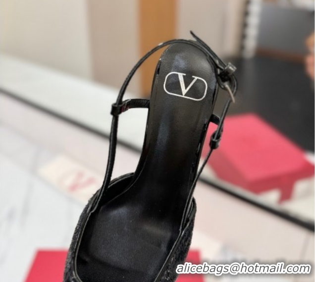 Duplicate Valentino VLogo Signature Slingback Pumps 4.5cm in Velvet Black 2025 VA082109