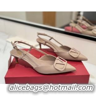 Good Product Valentino VLogo Signature Slingback Pumps 4.5cm in Matte Calfskin Dusty Nude VA082110