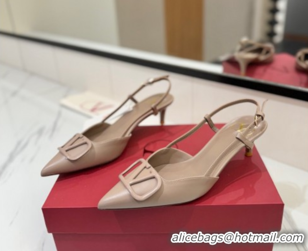 Good Product Valentino VLogo Signature Slingback Pumps 4.5cm in Matte Calfskin Dusty Nude VA082110