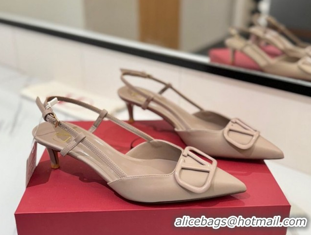 Good Product Valentino VLogo Signature Slingback Pumps 4.5cm in Matte Calfskin Dusty Nude VA082110