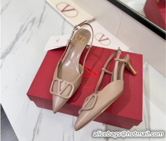 Good Product Valentino VLogo Signature Slingback Pumps 4.5cm in Matte Calfskin Dusty Nude VA082110