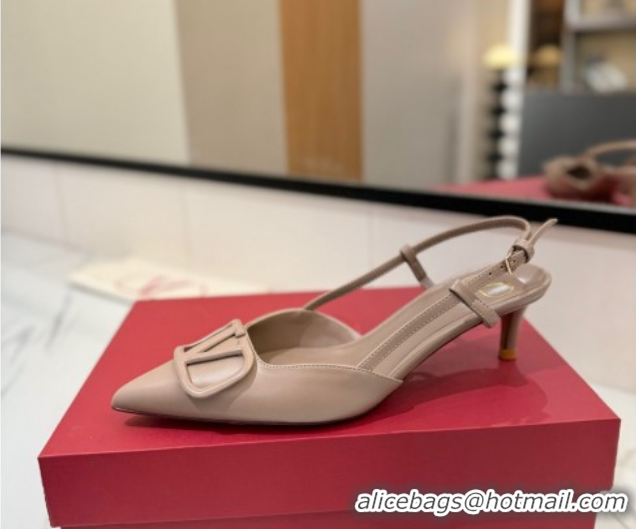 Good Product Valentino VLogo Signature Slingback Pumps 4.5cm in Matte Calfskin Dusty Nude VA082110