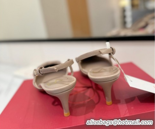 Good Product Valentino VLogo Signature Slingback Pumps 4.5cm in Matte Calfskin Dusty Nude VA082110