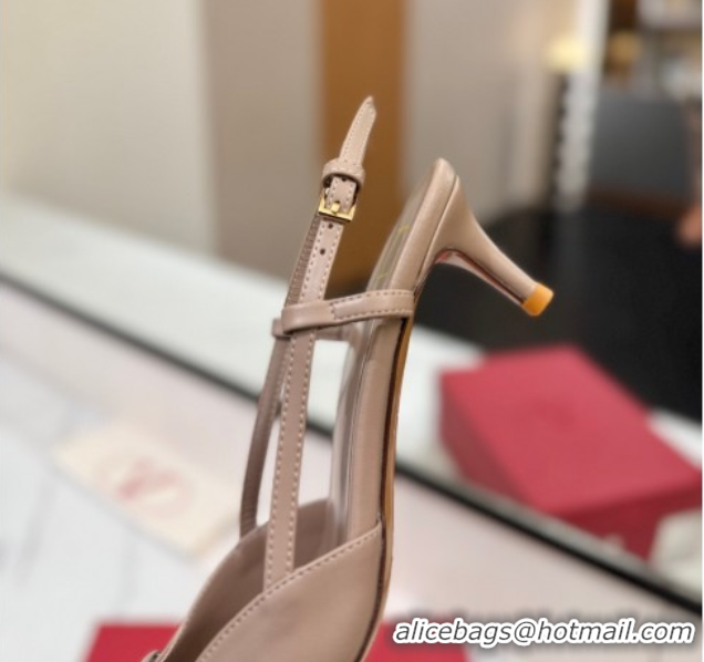 Good Product Valentino VLogo Signature Slingback Pumps 4.5cm in Matte Calfskin Dusty Nude VA082110