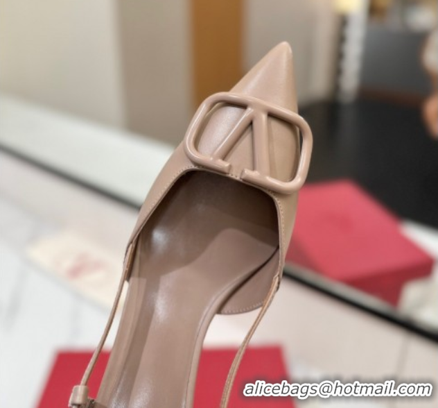 Good Product Valentino VLogo Signature Slingback Pumps 4.5cm in Matte Calfskin Dusty Nude VA082110