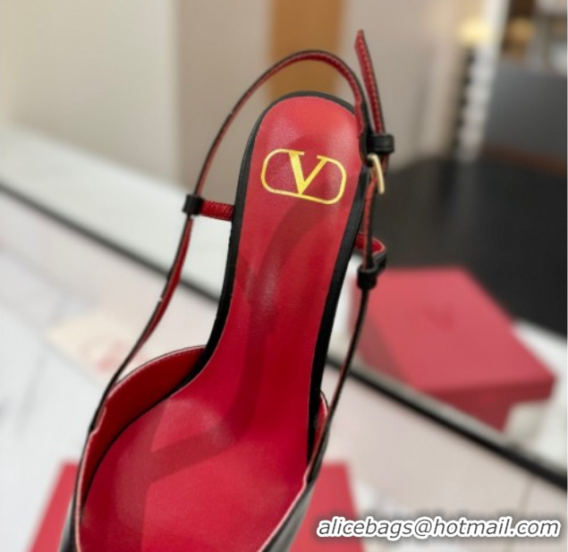Big Discount Valentino VLogo Signature Slingback Pumps 4.5cm in Matte Calfskin Black2 2025 VA082110