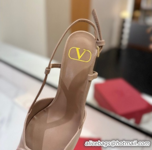 Charming Valentino VLogo Signature Slingback Pumps 8cm in Matte Calfskin Dusty Nude 2025 VA082110