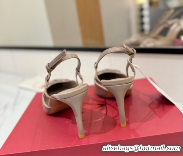 Charming Valentino VLogo Signature Slingback Pumps 8cm in Matte Calfskin Dusty Nude 2025 VA082110