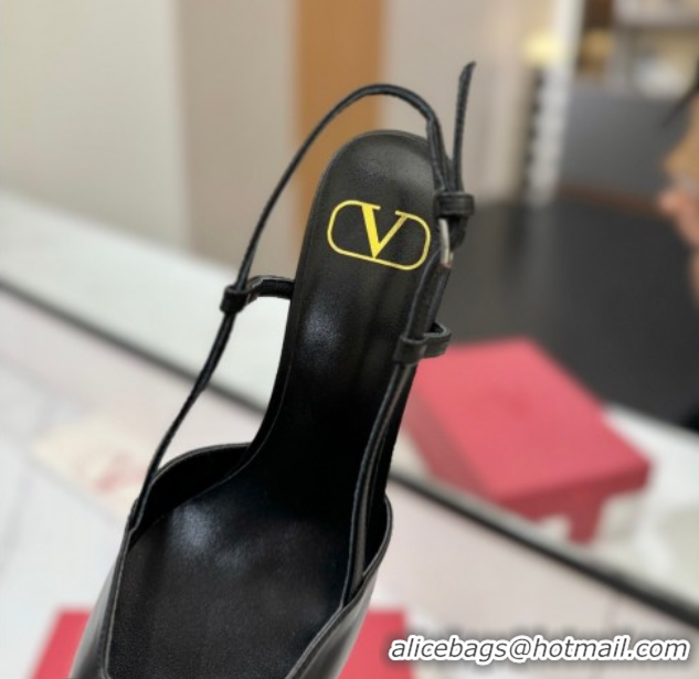 Best Price Valentino VLogo Signature Slingback Pumps 8cm in Matte Calfskin All Black VA082110