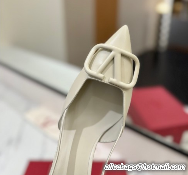 Good Quality Valentino VLogo Signature Slingback Pumps 8cm in Matte Calfskin All White 2025 VA082110
