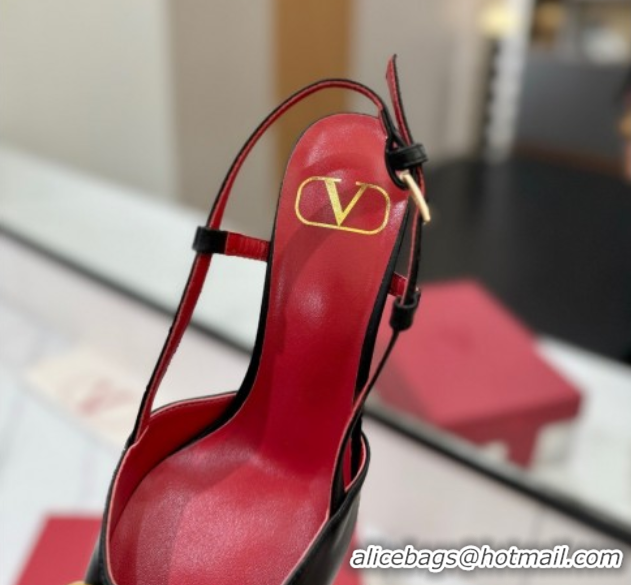 Sumptuous Valentino VLogo Signature Slingback Pumps 8cm in Matte Calfskin Black2 2025 VA082110