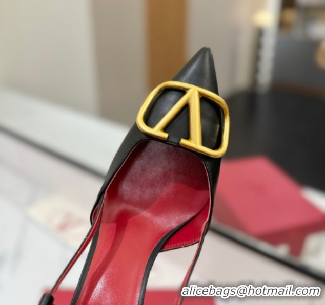 Sumptuous Valentino VLogo Signature Slingback Pumps 8cm in Matte Calfskin Black2 2025 VA082110