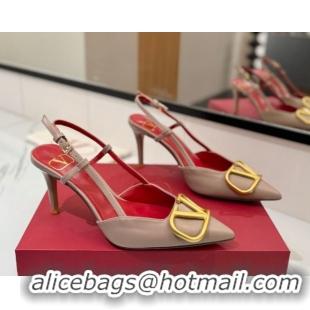Perfect Valentino VLogo Signature Slingback Pumps 8cm in Matte Calfskin Dusty Beige 2025 VA082110