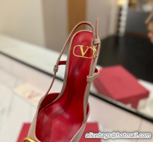 Perfect Valentino VLogo Signature Slingback Pumps 8cm in Matte Calfskin Dusty Beige 2025 VA082110