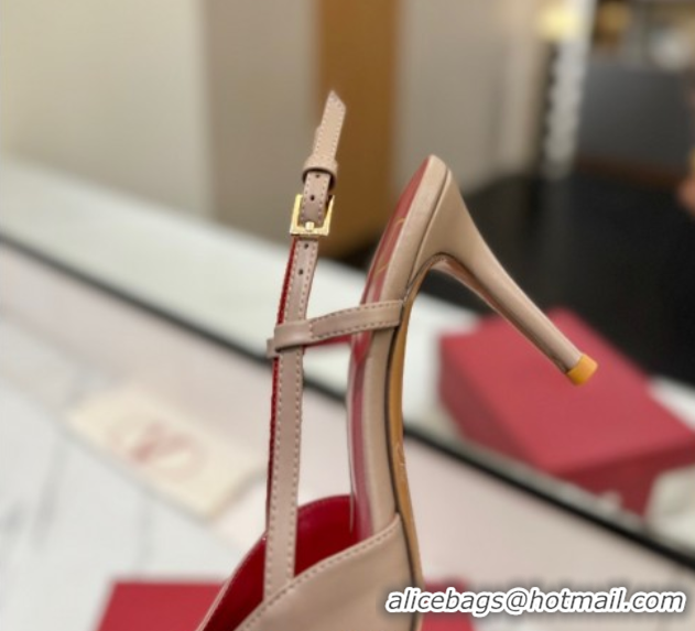 Perfect Valentino VLogo Signature Slingback Pumps 8cm in Matte Calfskin Dusty Beige 2025 VA082110
