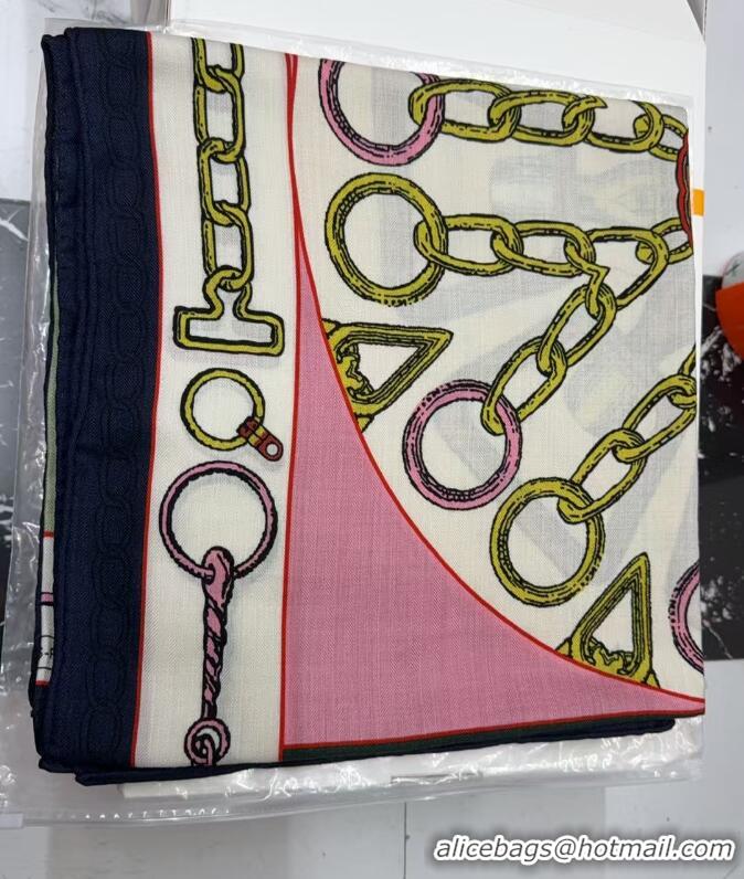 Top Quality Hermes Effet Kaleidoscope Cashmere Silk Shawl 140cm H1090 Blue 2024