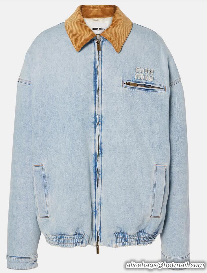 Most Popular Miu Miu Logo Denim Puffer Jacket M9560