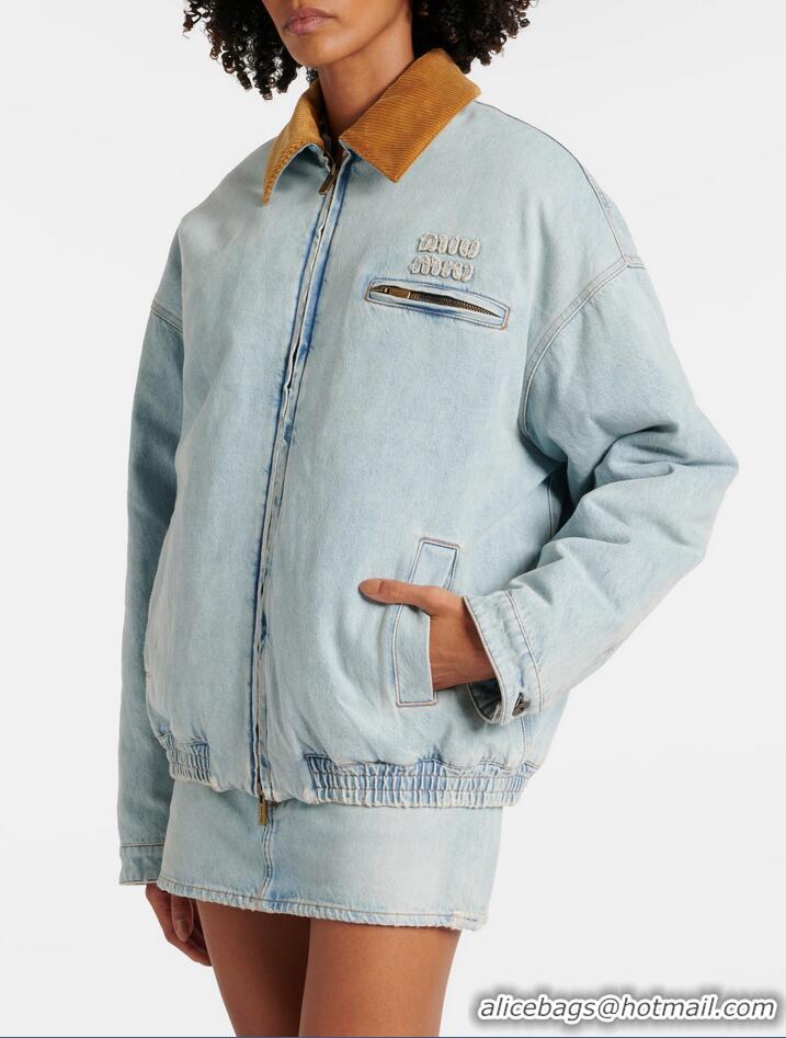 Most Popular Miu Miu Logo Denim Puffer Jacket M9560