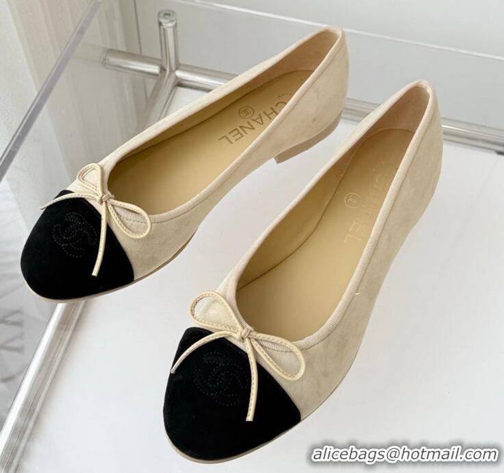 ​Good Taste Chanel CC Ballet Flat With Bow Pastel Suede CH1023 Yellow/Black