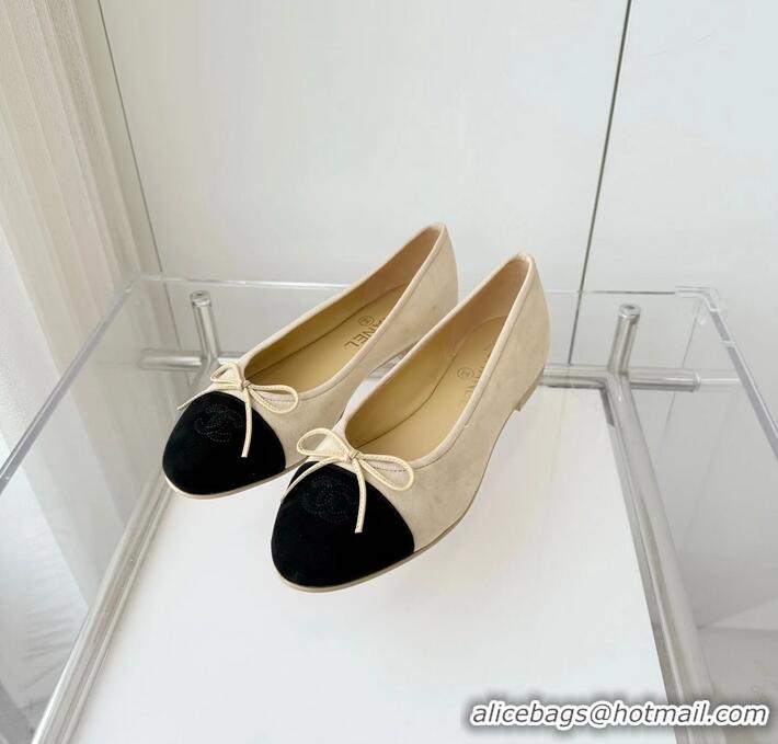 ​Good Taste Chanel CC Ballet Flat With Bow Pastel Suede CH1023 Yellow/Black