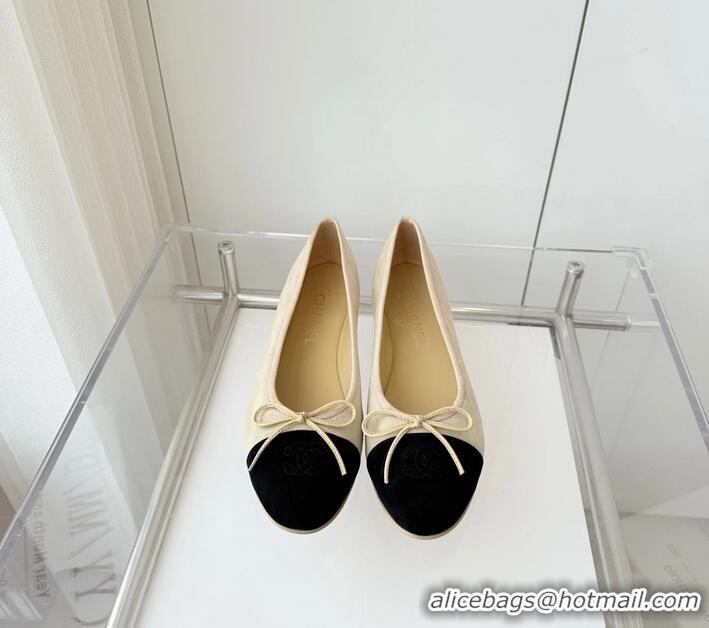 ​Good Taste Chanel CC Ballet Flat With Bow Pastel Suede CH1023 Yellow/Black