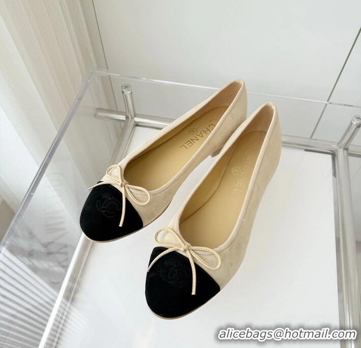 ​Good Taste Chanel CC Ballet Flat With Bow Pastel Suede CH1023 Yellow/Black