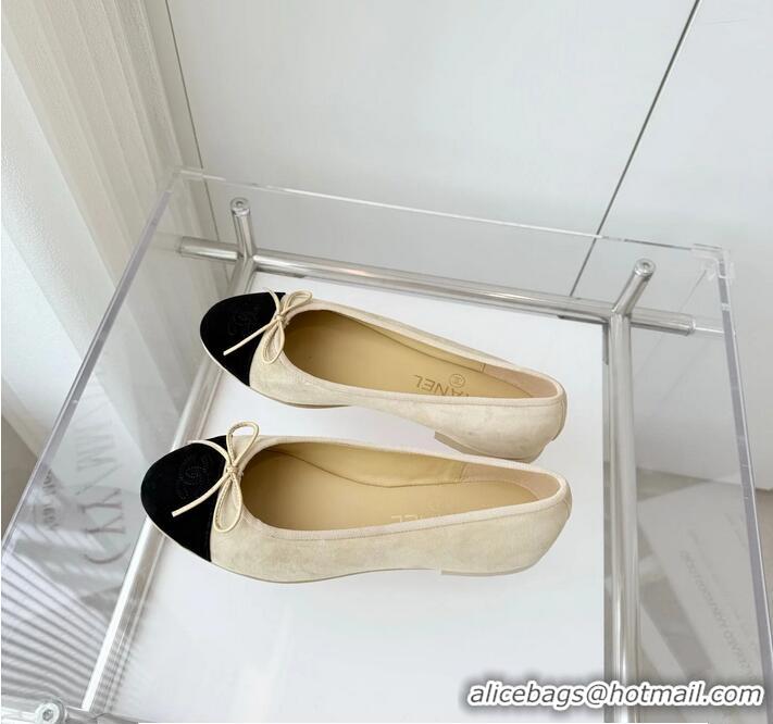 ​Good Taste Chanel CC Ballet Flat With Bow Pastel Suede CH1023 Yellow/Black