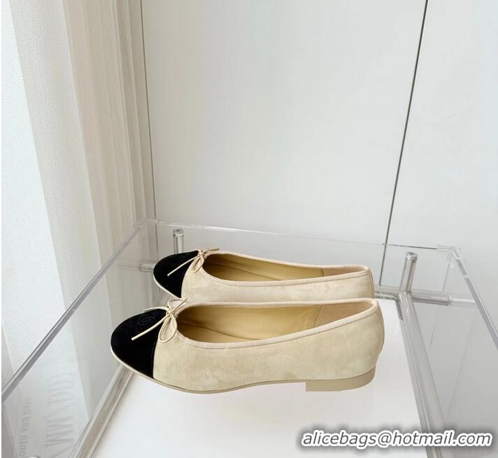 ​Good Taste Chanel CC Ballet Flat With Bow Pastel Suede CH1023 Yellow/Black