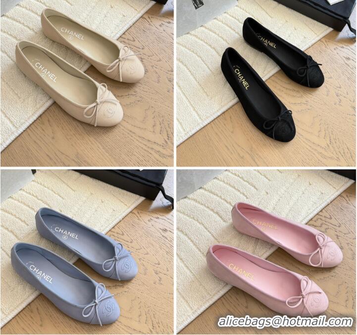 Modern Classic Chanel CC 25C Ballet Flat With Bow Suede/Calfskin CH1023 Black