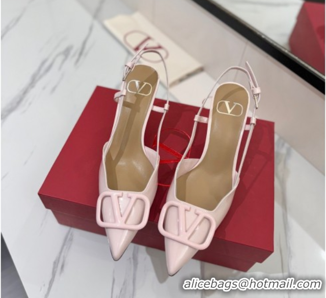 Stylish Valentino VLogo Signature Slingback Pumps 8cm in Patent Calfskin Light Pink VA082111