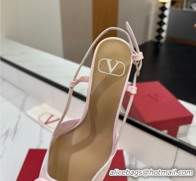 Stylish Valentino VLogo Signature Slingback Pumps 8cm in Patent Calfskin Light Pink VA082111