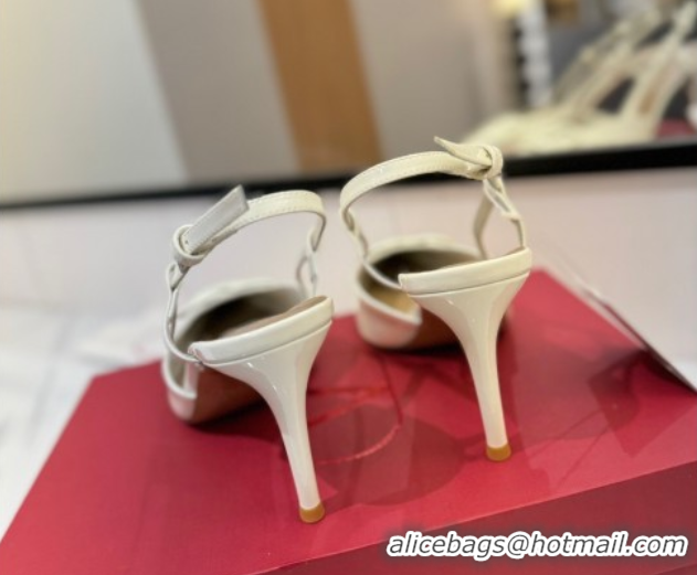 Buy Discount Valentino VLogo Signature Slingback Pumps 8cm in Patent Calfskin White 2025 VA082111