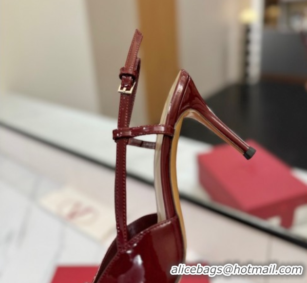 Sumptuous Valentino VLogo Signature Slingback Pumps 8cm in Patent Calfskin Dark Burgundy VA082111