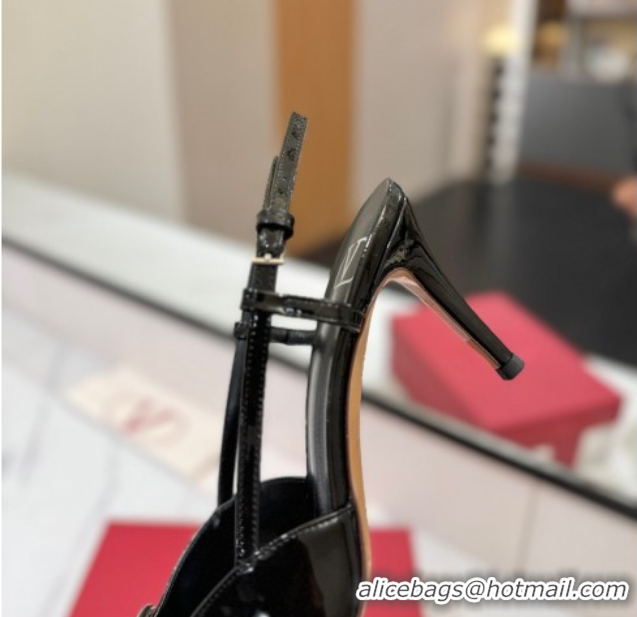 Shop Cheap Valentino VLogo Signature Slingback Pumps 8cm in Patent Calfskin All Black VA082111