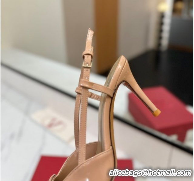 Best Price Valentino VLogo Signature Slingback Pumps 8cm in Patent Calfskin Pale Pink 2025 VA082111