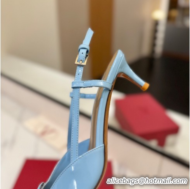 Unique Style Valentino VLogo Signature Slingback Pumps 4.5cm in Patent Calfskin Light Blue 2025 VA082111