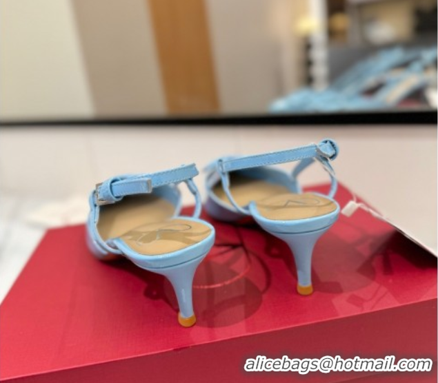 Unique Style Valentino VLogo Signature Slingback Pumps 4.5cm in Patent Calfskin Light Blue 2025 VA082111