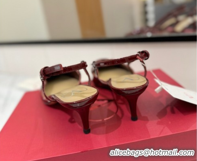 Luxury Valentino VLogo Signature Slingback Pumps 4.5cm in Patent Calfskin Dark Burgundy 2025 VA082111