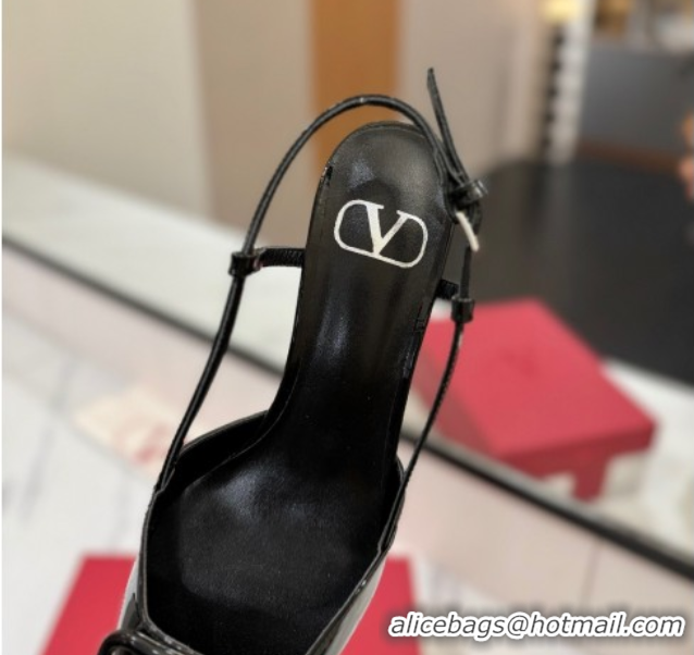 Best Price Valentino VLogo Signature Slingback Pumps 4.5cm in Patent Calfskin All Black VA082111