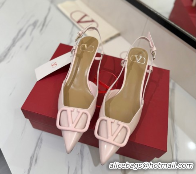 Low Price Valentino VLogo Signature Slingback Pumps 4.5cm in Patent Calfskin Light Pink VA082111