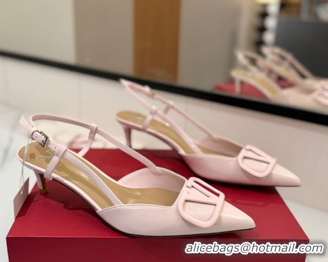 Low Price Valentino VLogo Signature Slingback Pumps 4.5cm in Patent Calfskin Light Pink VA082111