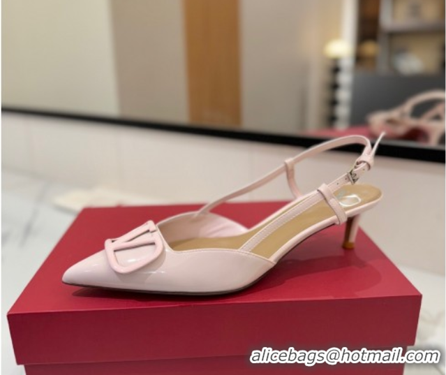 Low Price Valentino VLogo Signature Slingback Pumps 4.5cm in Patent Calfskin Light Pink VA082111